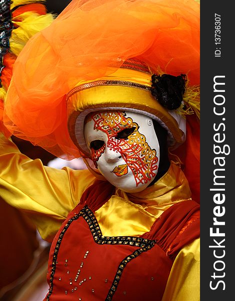 Orange Mask In Carnival