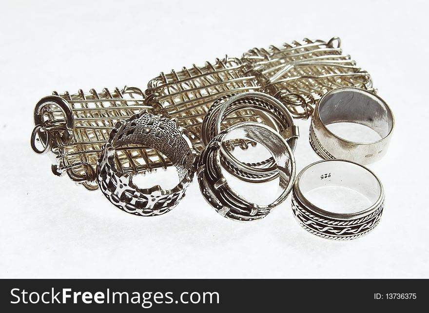 BRACELET AND RINGs ISOLATED IN WHITE