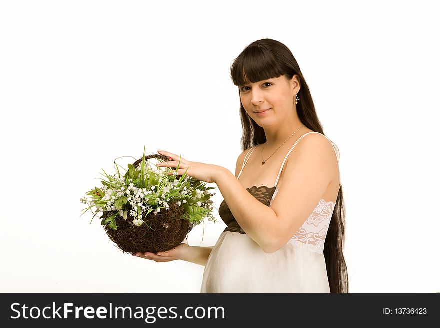 A Pregnant Woman With Flowers