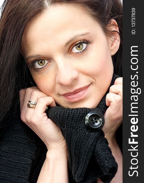 Beautiful young woman portrait wearing a black sweater