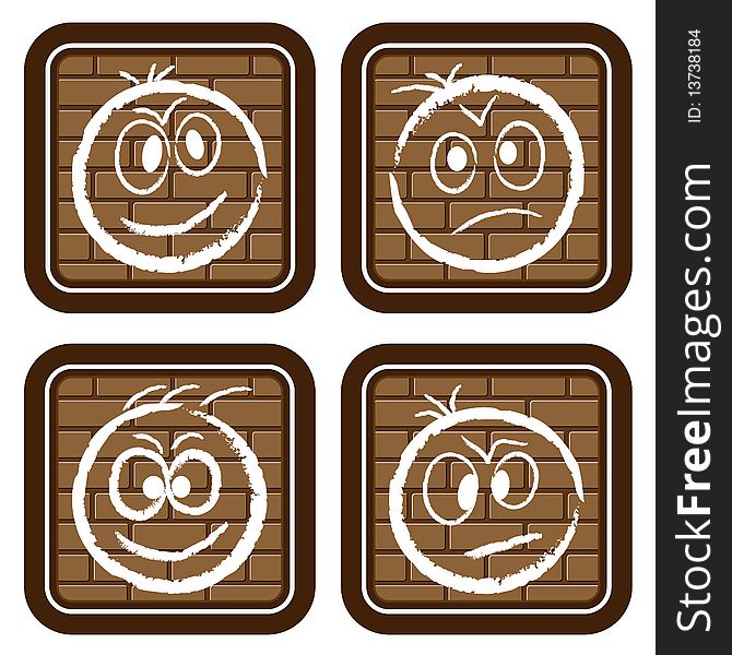 Brick buttons with icons - smiles for web