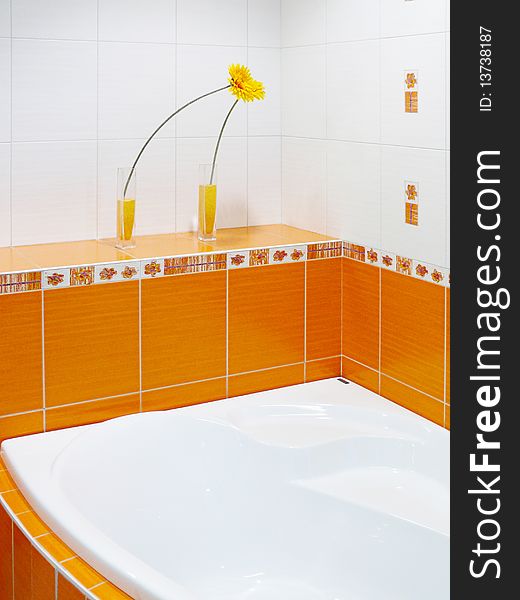 Modern bathtub and orange facings
