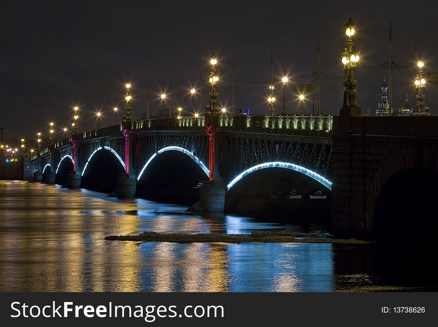 Famous bridge in Saint-Petersburg at night. Famous bridge in Saint-Petersburg at night
