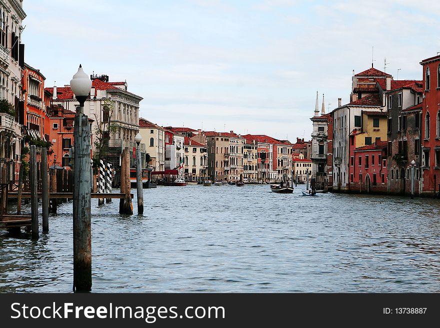 Grand Canal in Venice, coloured buildings