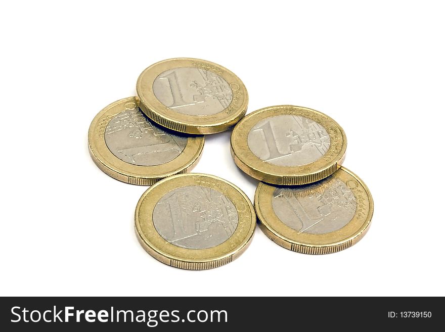 Euro coins - on white background