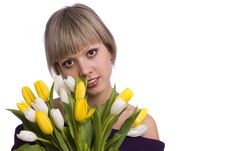 Woman With Flowers Stock Photo