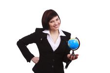Businesswoman Holding Earth Globe On A Hand Stock Images