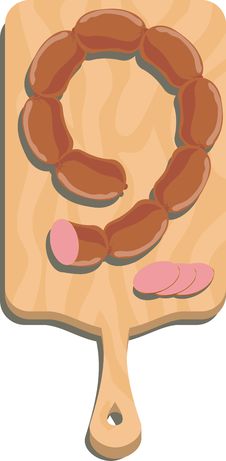 Sausage On A Cutting Board Stock Photos