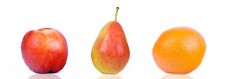 Peach, Pear And Orange Isolated On White Stock Image Peach, Pear And Orange Isolated On White Stock Image