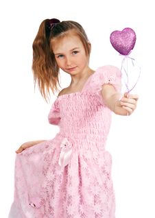 Little Girl With Pink Heart Stock Photos Little Girl With Pink Heart Stock Photos