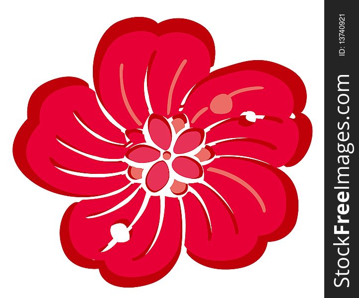 Drawing of red flower in a white background