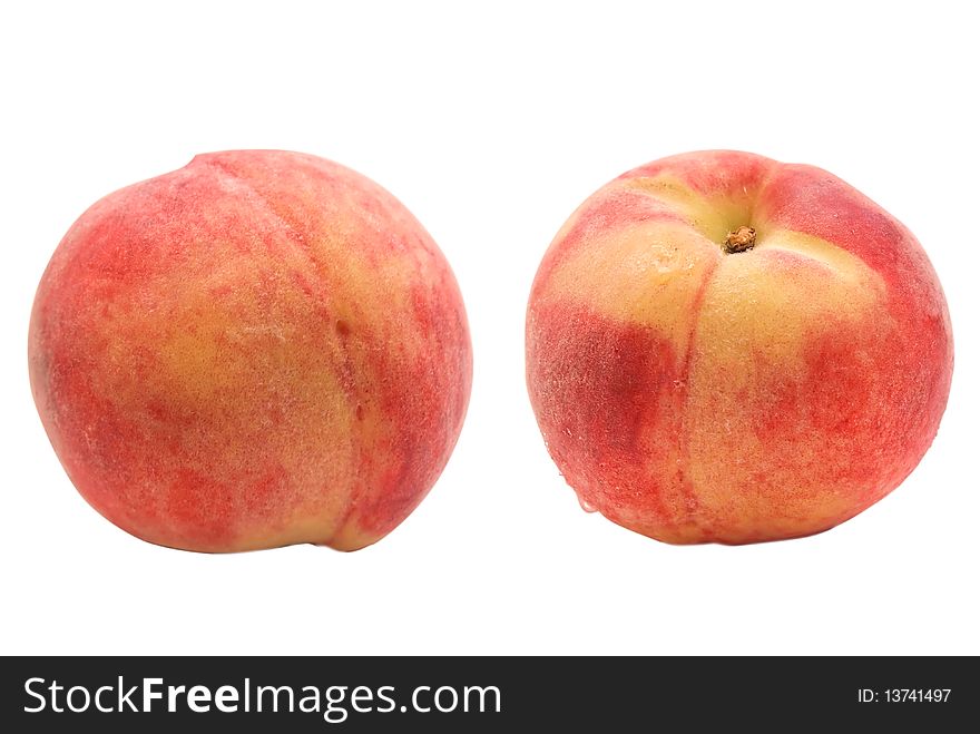 Ripe tasty peach on white background. isolated.