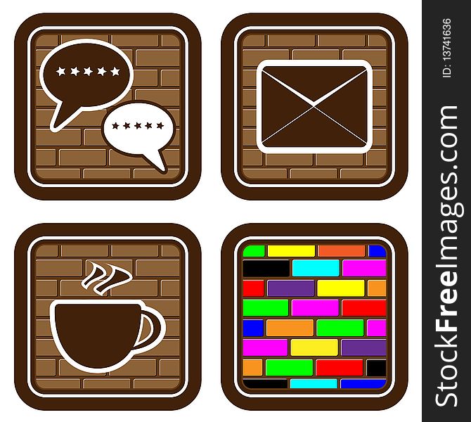 Brick buttons with icons of dialogue and rest