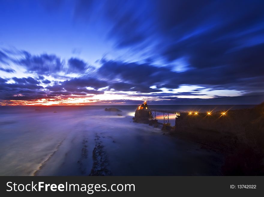 Long exposure for a sunset in Biarritz. Long exposure for a sunset in Biarritz