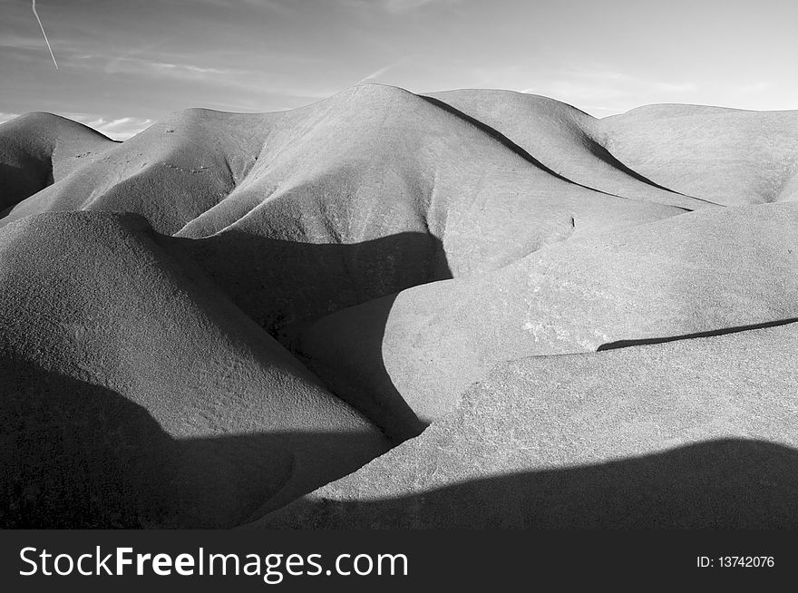 Desert hills black and white