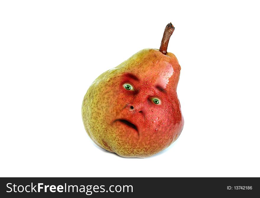 Face of a pear isolated on the white background. Face of a pear isolated on the white background