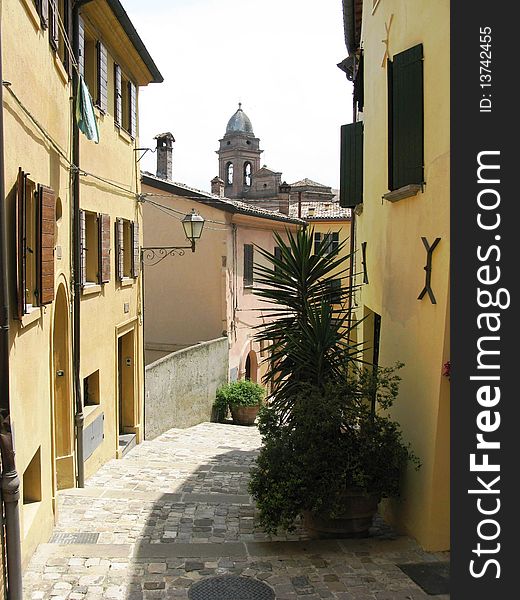 A narrow street in Italy. A narrow street in Italy