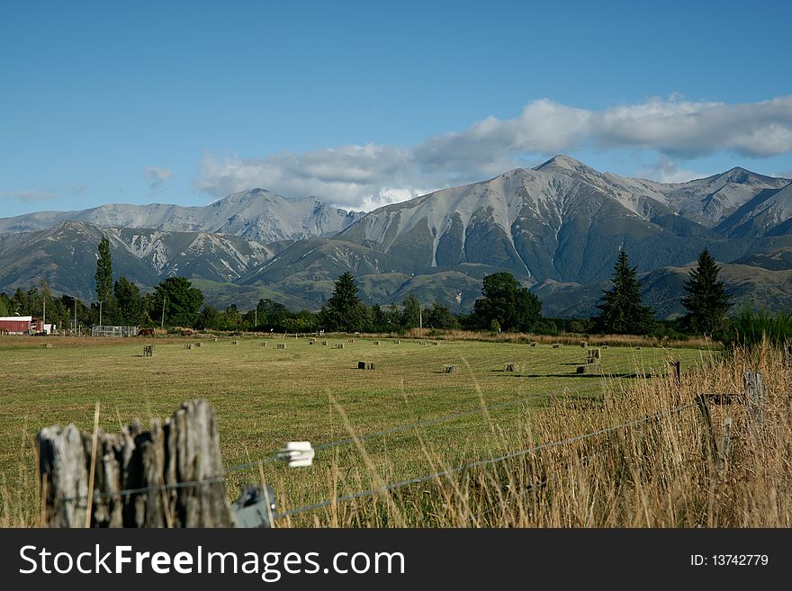 Rural scene to Southern Alps.