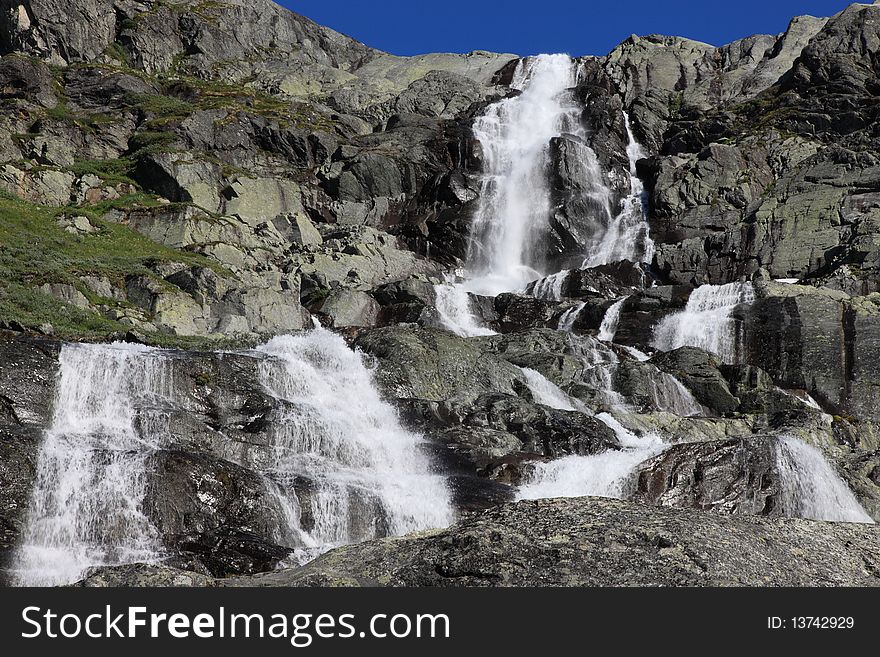 Norwegian Waterfalls on a sunny day