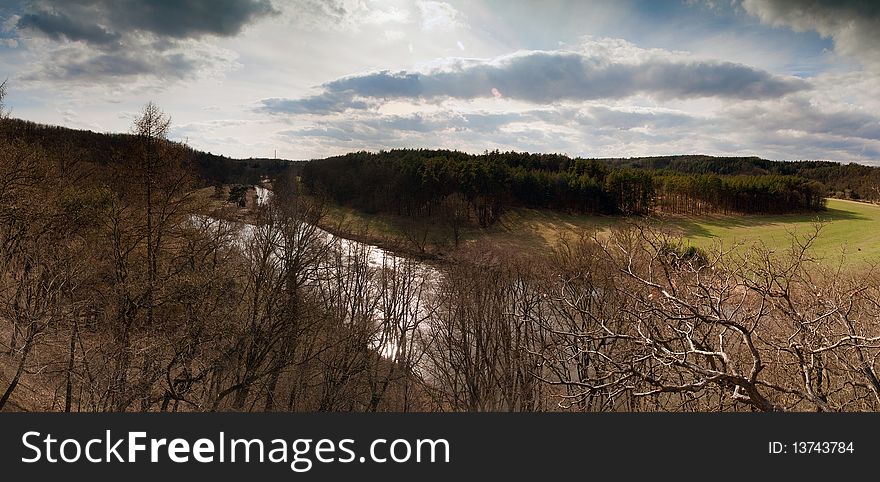 Awesome panorama of river Berounka in Czech Republic. Awesome panorama of river Berounka in Czech Republic
