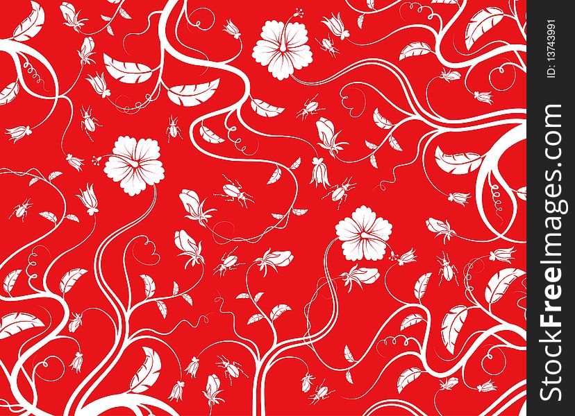 Red seamless flower pattern