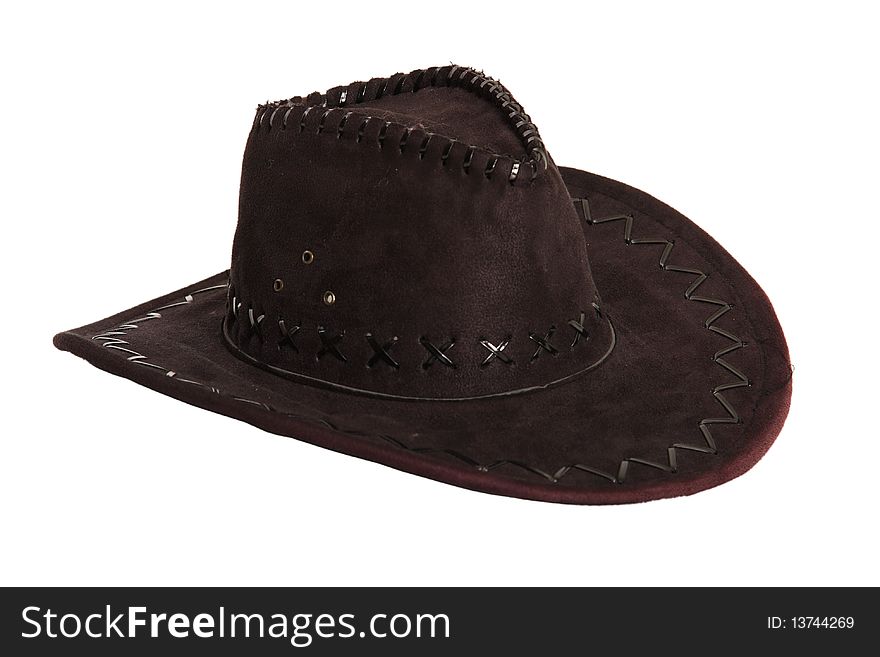 Brown Cowboy Hat, Isolated On White