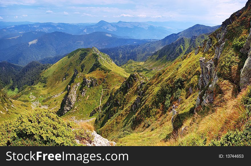 Summer landscape in rocky mountains. A Marmarossky file. Summer landscape in rocky mountains. A Marmarossky file