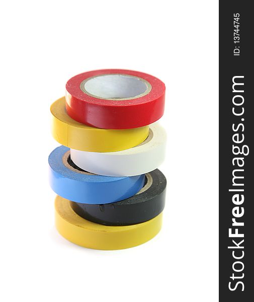 Colored electrical tape isolated on a white background. Colored electrical tape isolated on a white background