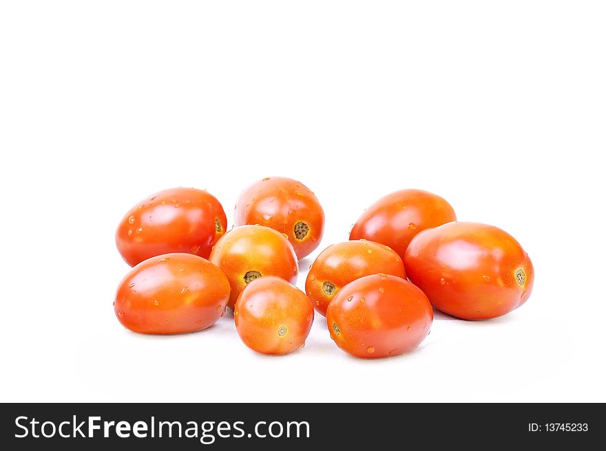 Closed-up tomatoes isolated on white. Closed-up tomatoes isolated on white