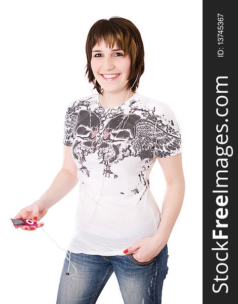 Teenager girl on White Background