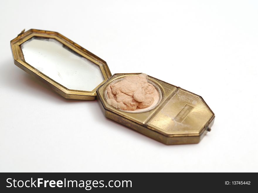 Isolated old powder box on white. Isolated old powder box on white