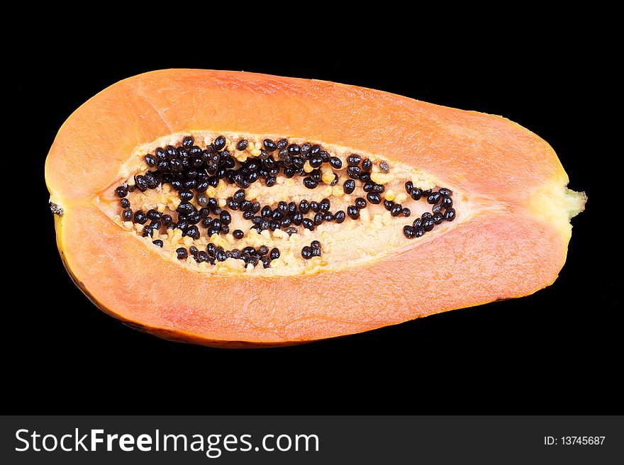 Papaya  Isolated On Black