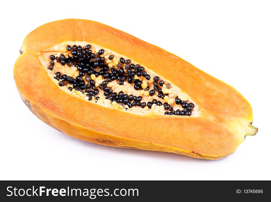 Closed-up papaya  isolated on white