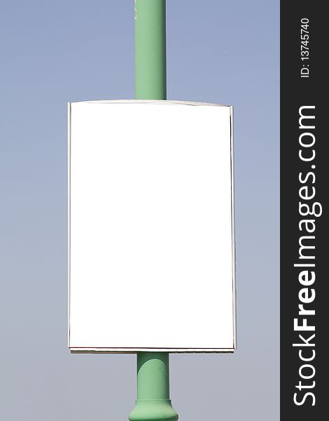 Advertisement banner empty blank on blue sky background. Advertisement banner empty blank on blue sky background