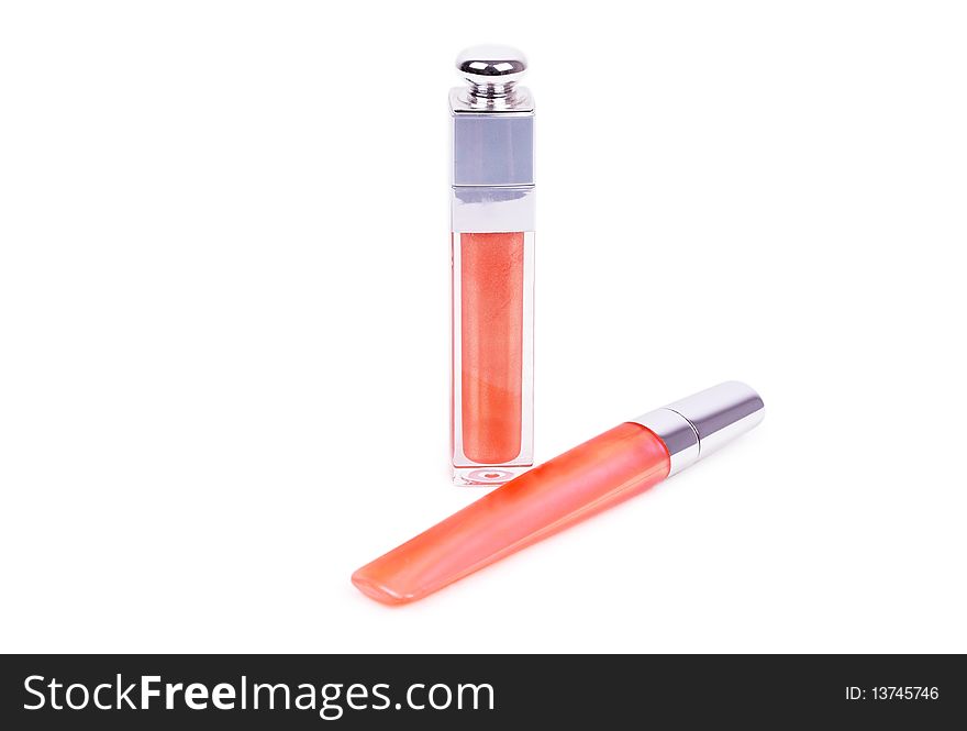 Closed-up lip gloss isolated on white