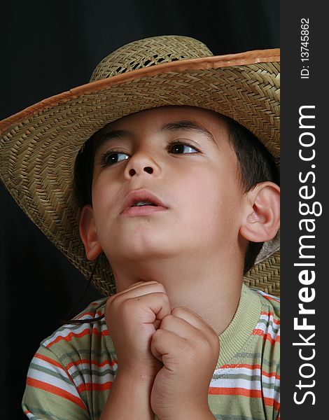 The image of a young child's cowboy hat. The image of a young child's cowboy hat