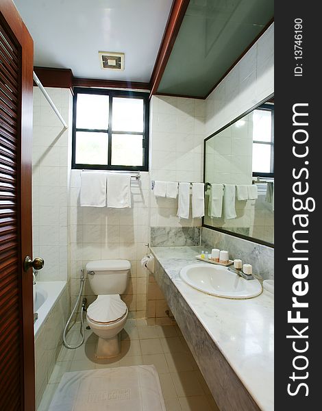 Toilet bath room in white color
