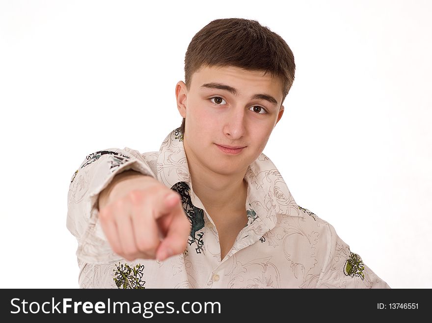 Young man standing on a white background. Young man standing on a white background