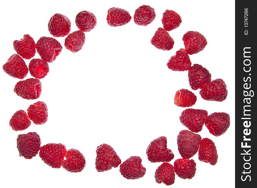 Circle of Raspberries Isolated on White with a Clipping Path