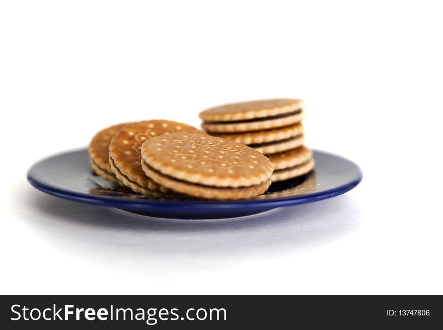 Biscuits on a blue plate