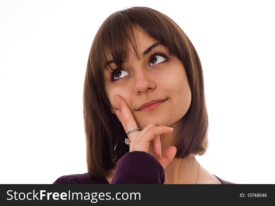 Beautiful  girl standing on a white background. Beautiful  girl standing on a white background