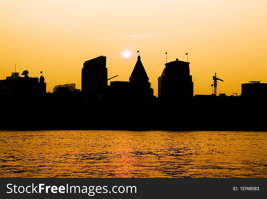 The Bund in the sunset. The Bund in the sunset