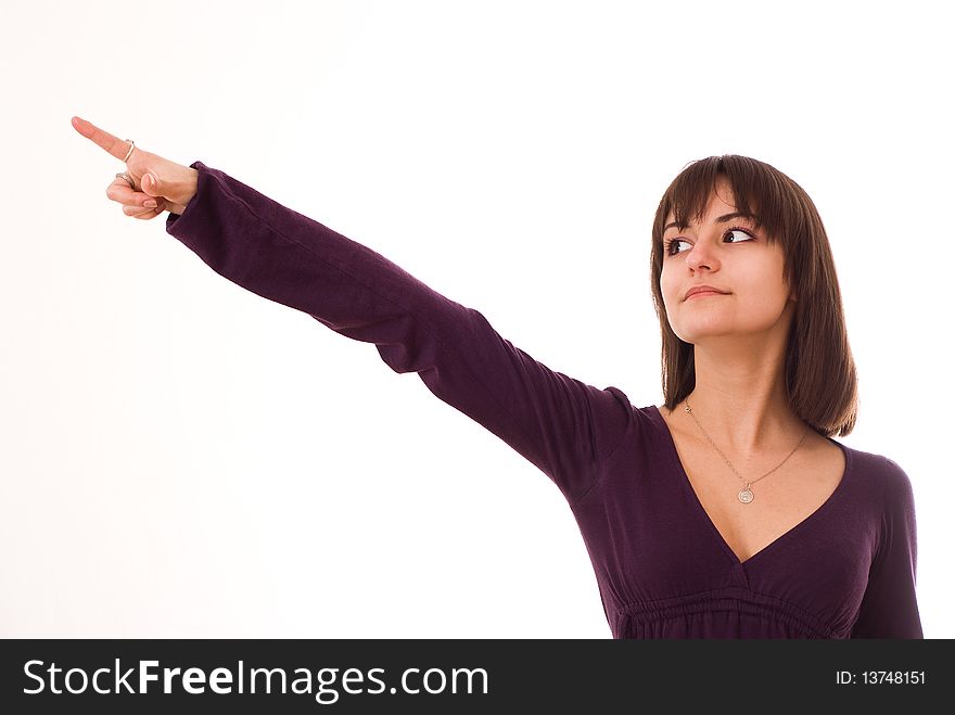 Young girl standing on a white background. Young girl standing on a white background