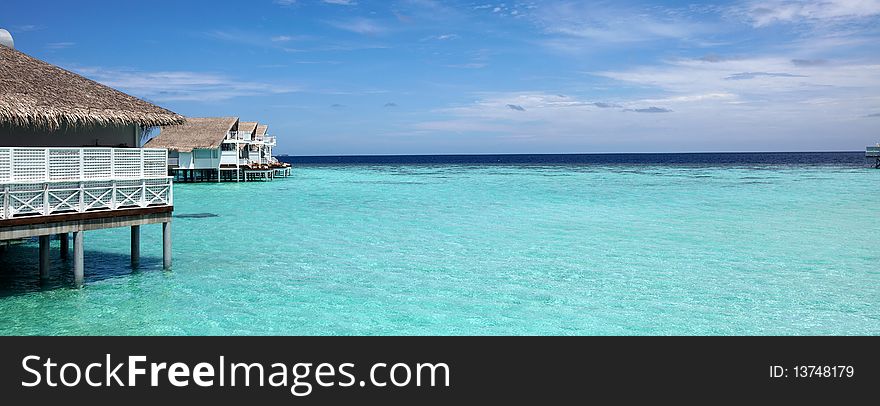 Villa and sea in maldives