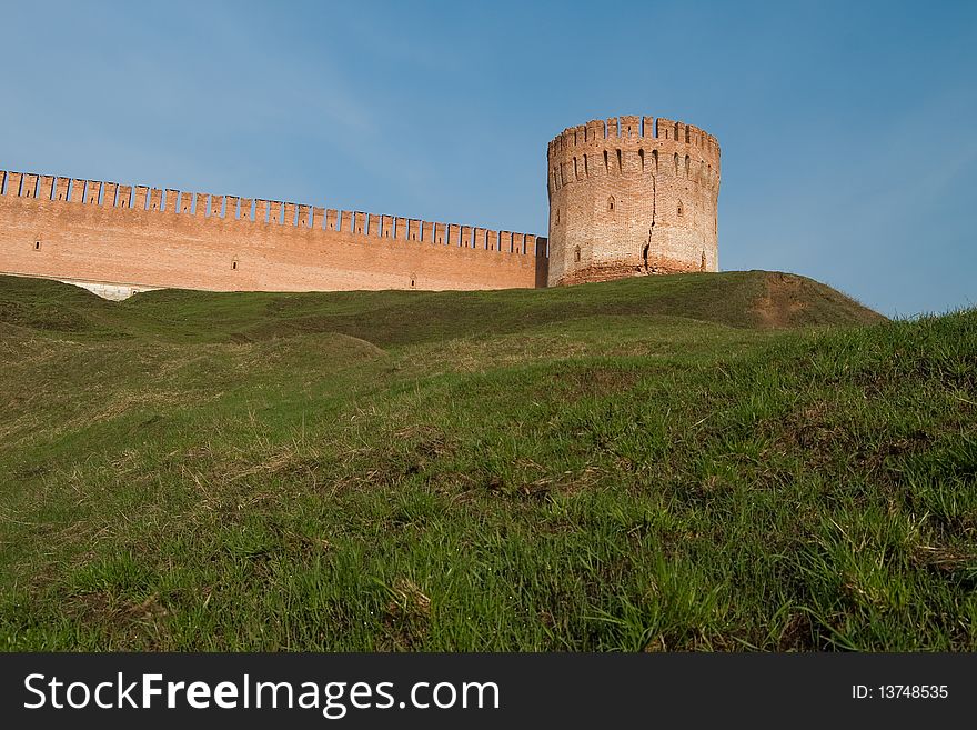 Tower of the Smolensk fortress western borders of Russia against the blue sky