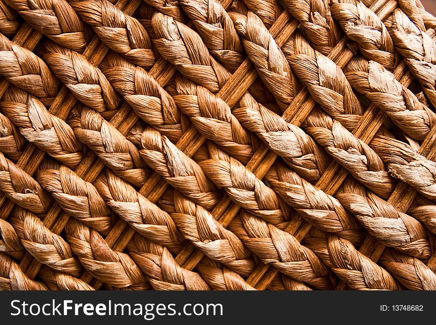 Detail of a knitting basket made from organic plant