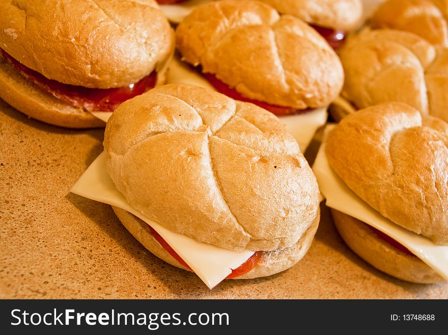 Group of sandwiches placed on the table. Group of sandwiches placed on the table