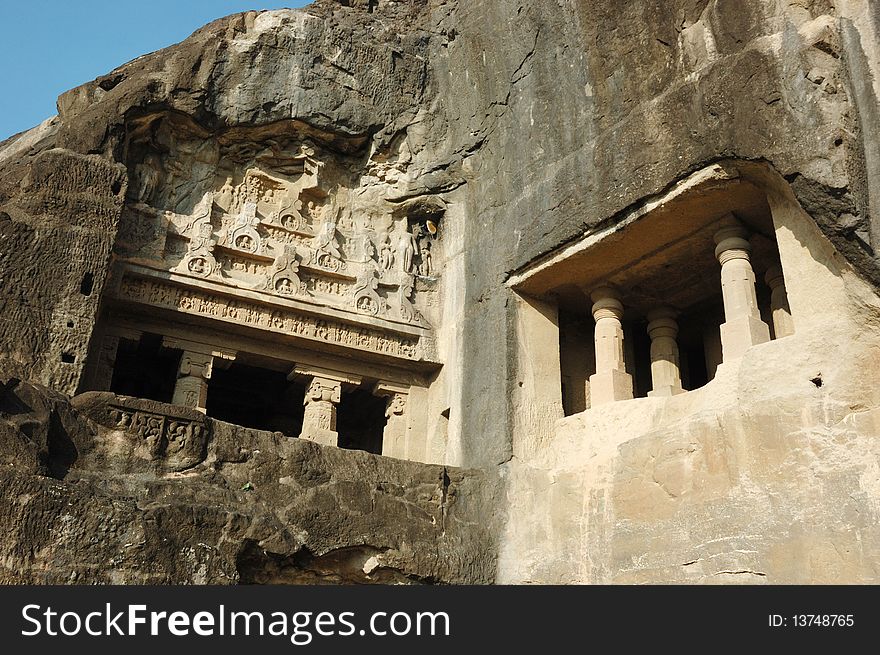 Ellora - big religious complex with buddhist, hindu and jain cave temples and monasteries ,India, unesco world heritage site. Ellora - big religious complex with buddhist, hindu and jain cave temples and monasteries ,India, unesco world heritage site