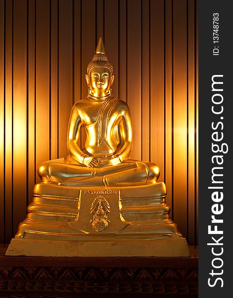 Dark Golden Concentration Budha in Thailand
