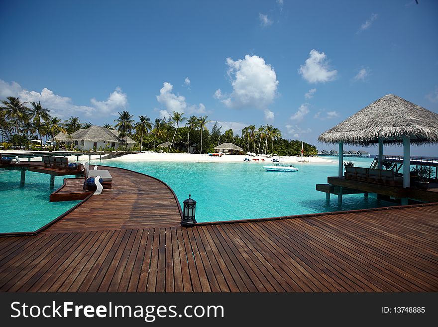Tropical restort near sea in maldives. Tropical restort near sea in maldives